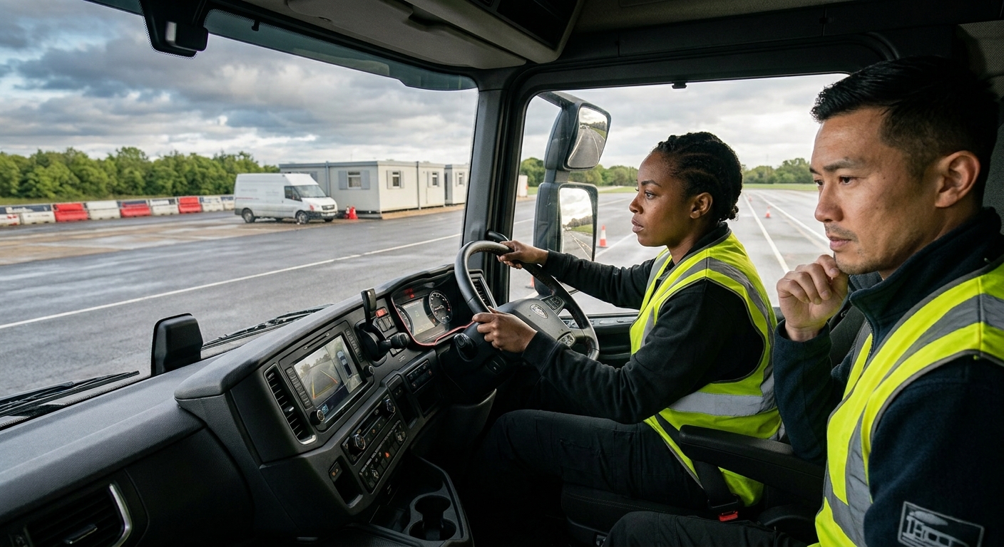 HGV driver on a training course